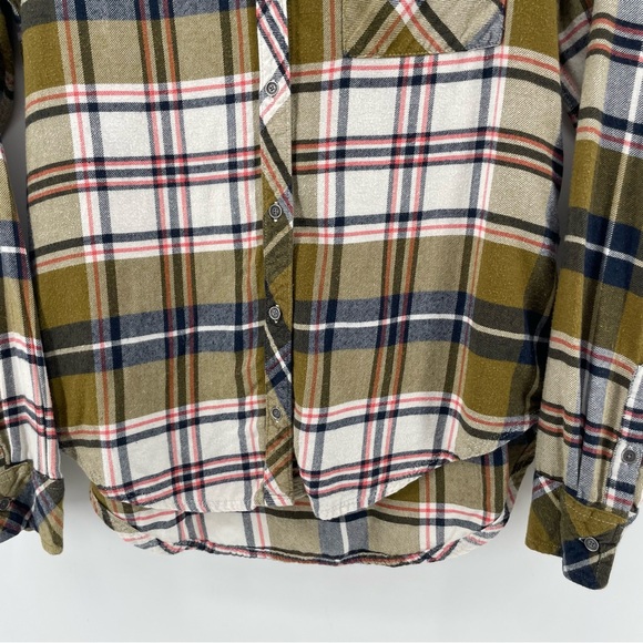 A&F Abercrombie & Fitch Women’s Buttoned Shirt Olive Blue Plaid S - Picture 3 of 5